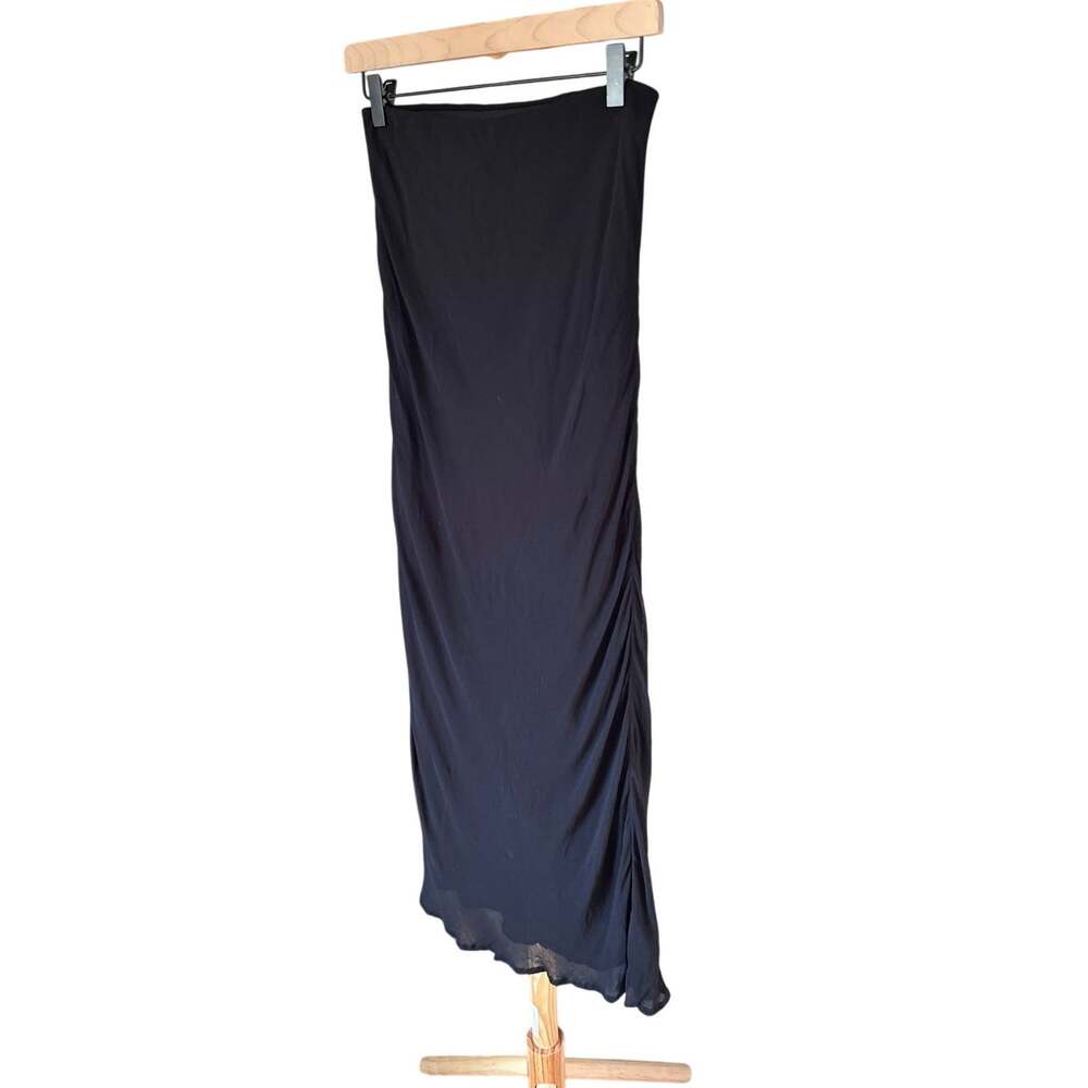 By Anthropologie Black 100% Viscose Flowy Midi Maxi Skirt